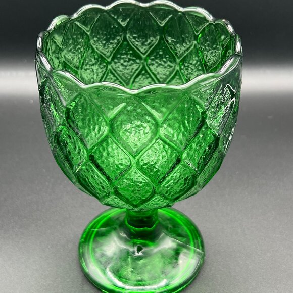 Unbranded Other - Vintage 1960s Green Depression Glass Goblet With Waffle Pattern